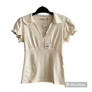 - NWT Nanette Lepore Cream Short Sleeve Top Size XS